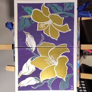 Purple and Gold Floral Art & Decals Wall Decor.
